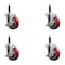 Service Caster 4'' SS Red Poly Swivel 3/4'' Expanding Stem Caster Set with Brake, 4PK SCC-SSEX20S414-PPUB-RED-TLB-34-4 - alternate 1